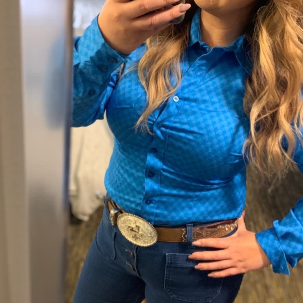 Cinch Button down Shirt, Women , Medium Western